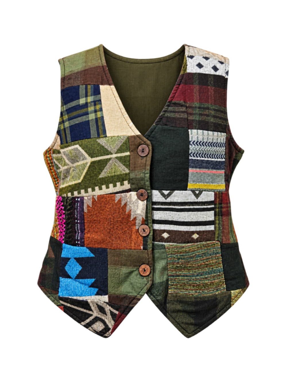 Sacred Threads Patchwork Vest Women L XL Boho Hippie Quilted Fleece India NWT